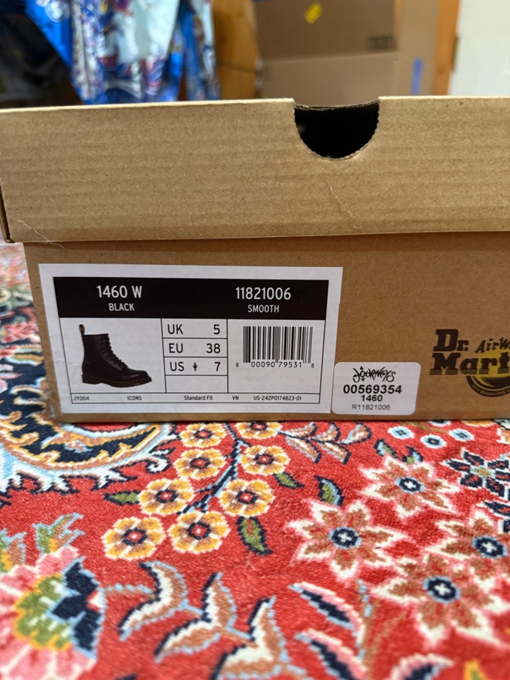 Dr. Martens 1460 W Black Smooth Leather Boots (Box Label) - Picture 2 of 6
